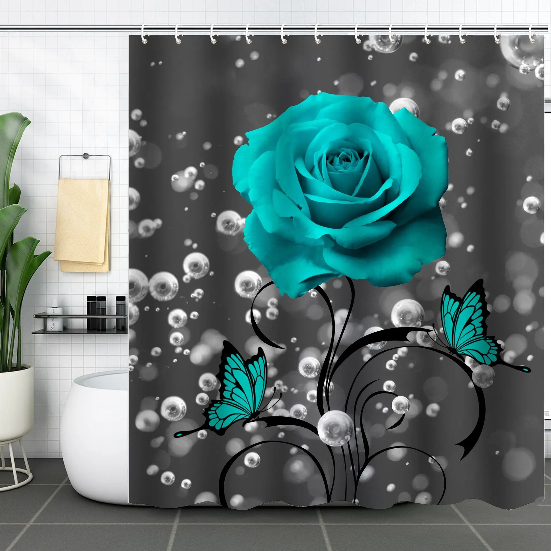 3D Water Cube Translucent Shower Curtain Waterproof Curtain Anti-stick Body Thickened Anti-mildew Curtain Bathroom