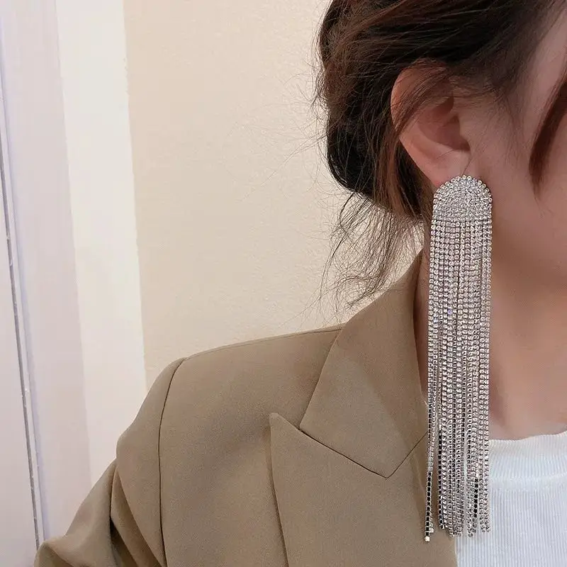 Diamond Tassel Fashion Trend Noble Temperament Earrings Personality Earrings Female