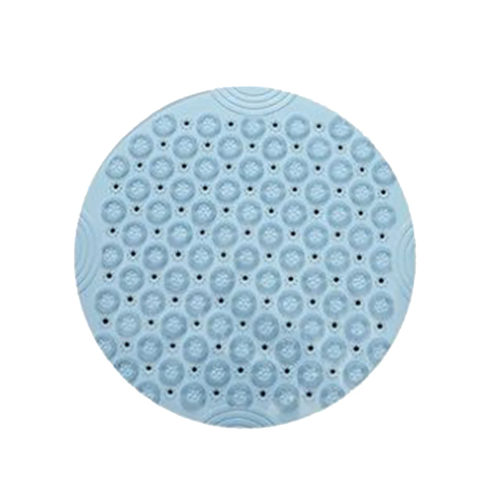 55Cm Non-Slip Round Bathroom Mat Safety Shower Bath Mat Plastic Massage Pad Floor Drainage Suction Cup Bath Mat(Blue)