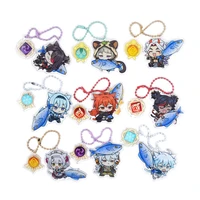 anime genshin impact arataki itto cospaly keyrings acrylic game figure diluc sayu key chain kawaii bags car keychains fans gift