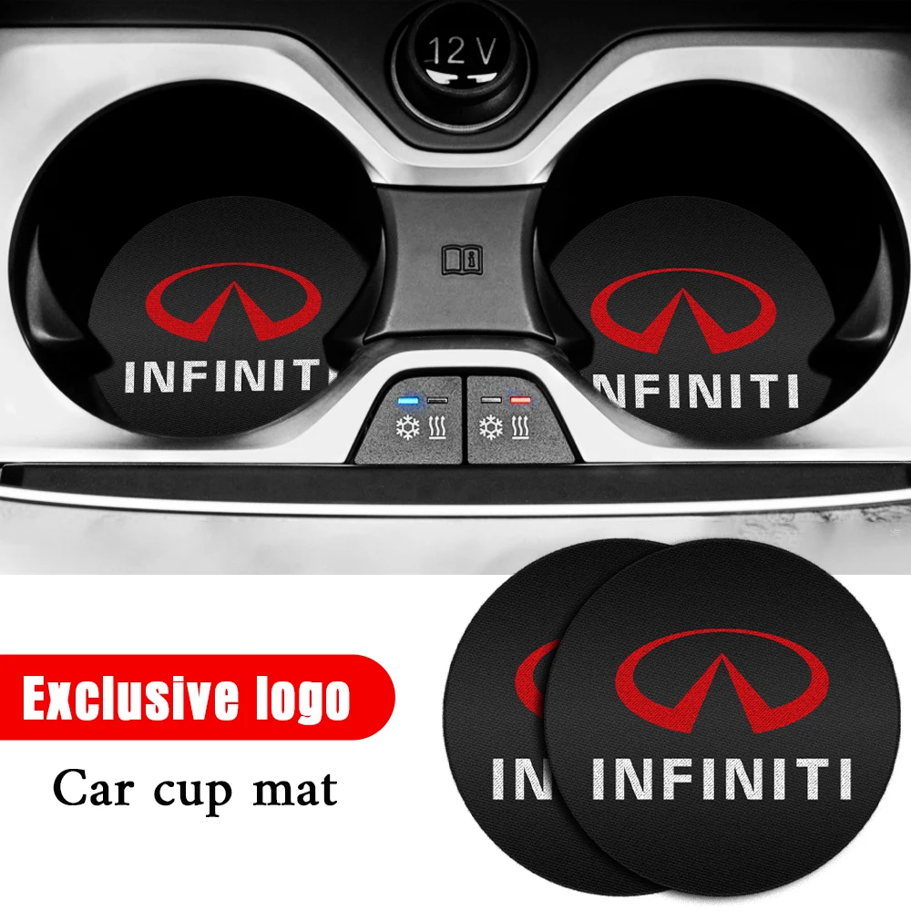 

1/2/4pcs Car Badge Water Cup Holder Mats Anti Slip Coasters Accessories For Infiniti FX35 Q50 Q30 ESQ QX50 QX60 QX70 EX JX35 etc