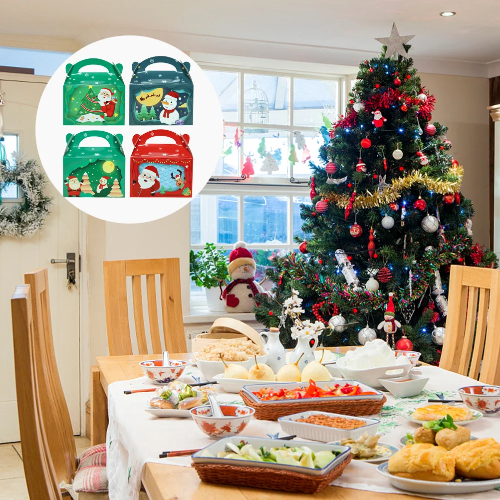 

Christmas Boxes Box Party Gift Candy Favor Paper Treat Holiday Bakery Birthday Cartoon Decorationsfavors Evecookie Santa Goodie