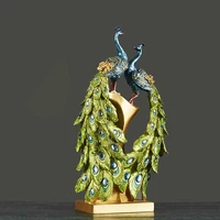 creative resin peacock statue home decor crafts room decoration objects study office vintage animal ornament sculpture