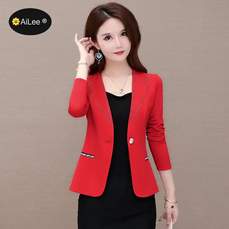 Fashion Autumn Women Formal Blazer Jackets Work Office Ladies Suit Vintage Single Button Spring Business Female Blazer Coats