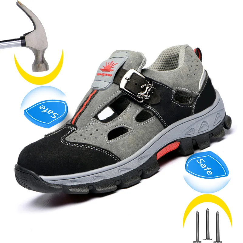 

Male Shoes Adult Safety Work Boots Anti-puncture Indestructible Shoes Safety Boots Breathable Light Men Shoes Work Men Sandals
