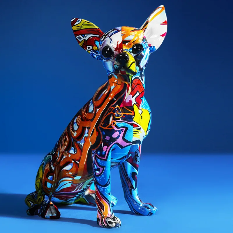 

Creative Water Transfer Colorful Puppy Decoration Animal Statue Sculpture Art Accessories Decoration Resin Home Decoration