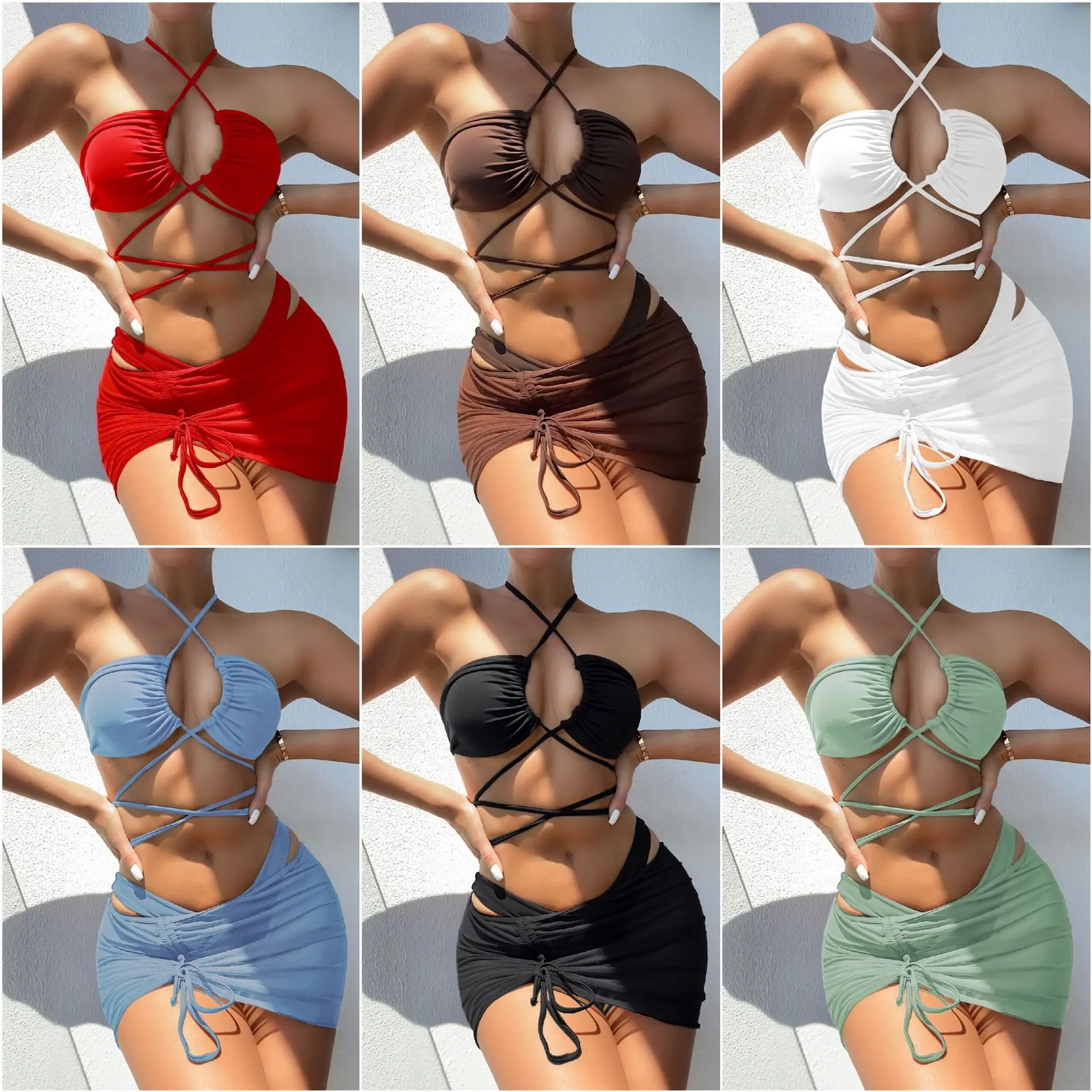 

Women New Bikini Sexy Triangle Adjust Swimwear Bathing Suit Swimsuit Female 3 Pieces Bikinis Set