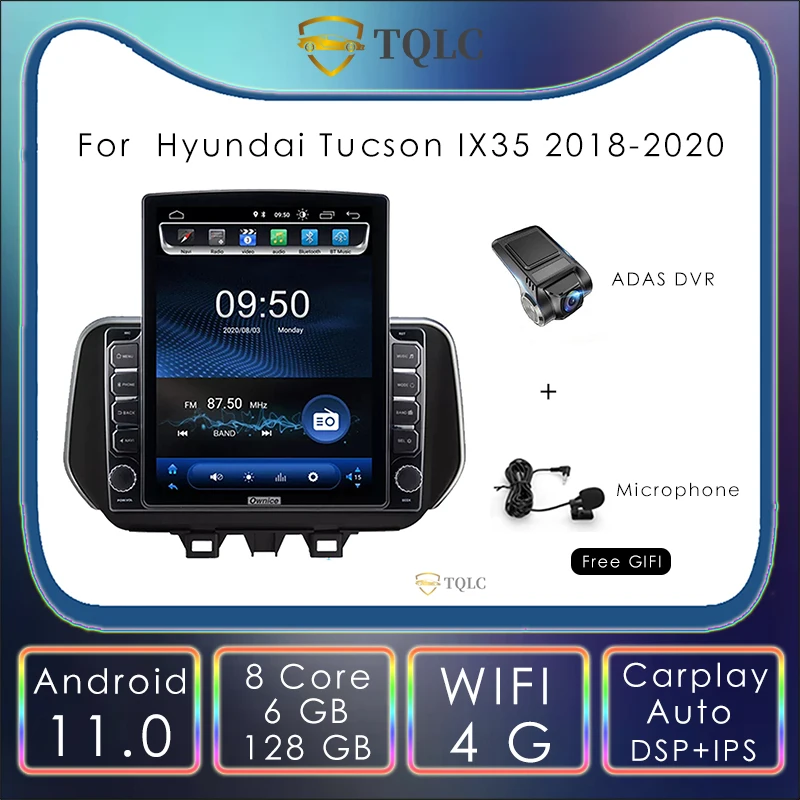 Автомобильный радиоприемник Android 11 0 в стиле Тесла вертикальный для Hyundai Tucson IX35