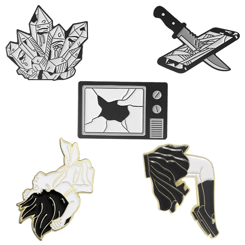 

Everything Broken Enamel Pins Custom Mobile Phone TV Girl Brooch Lapel Badges Punk Gothic Jewelry Gift For Kids Friends Brooch