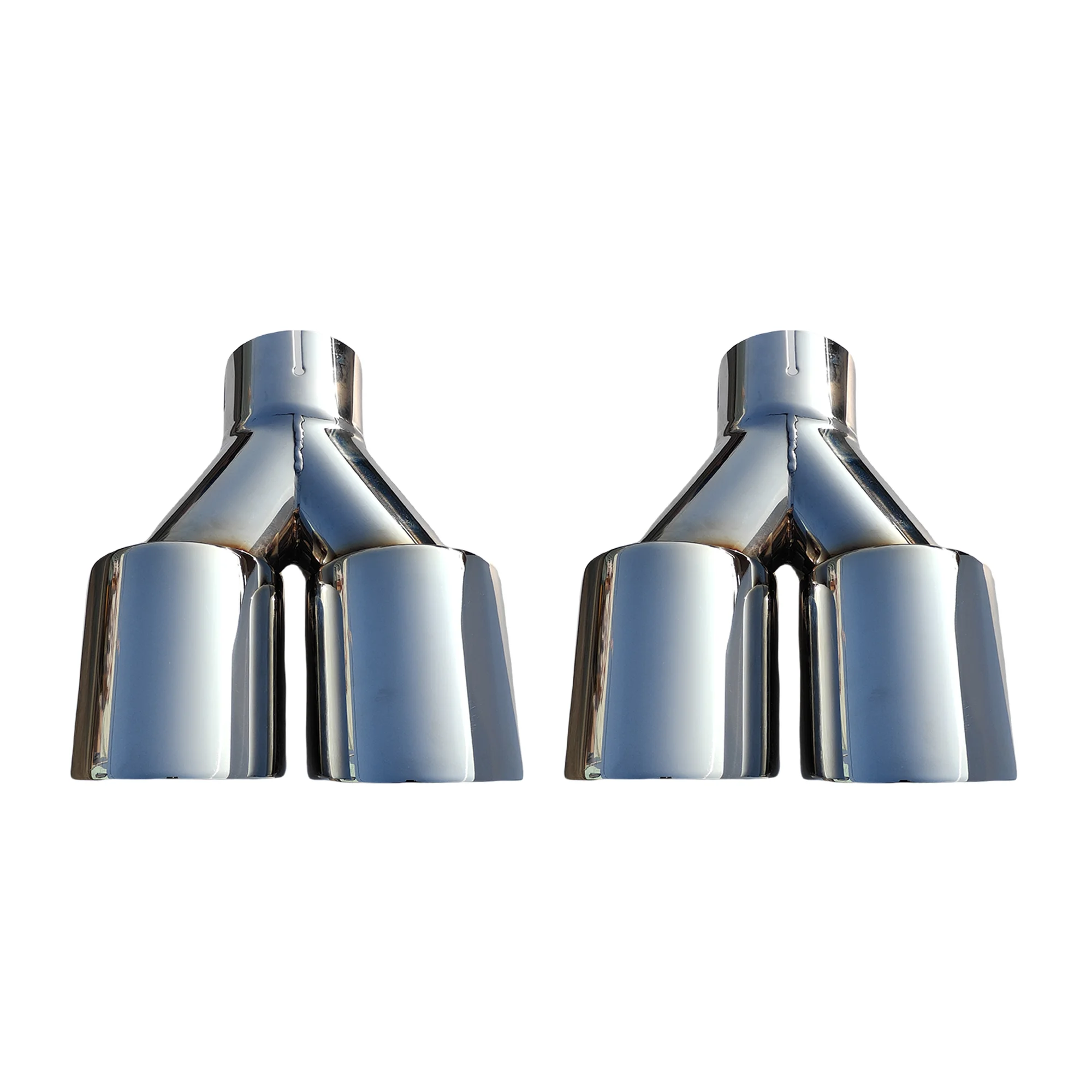 1 Pcs Universal Car Stainless Steel Tail Throat Silencer Length Y-Shaped Double Out Twill Glossy Exhaust Muffler Tip