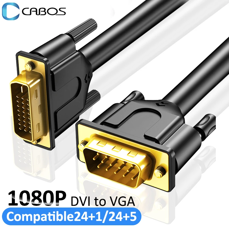 HD 1080P DVI 24+5 to VGA Adapter Cable Male DVI 24+1 to VGA Male Converter Video DVI VGA Cable Adapter For PC HDTV Box Projector