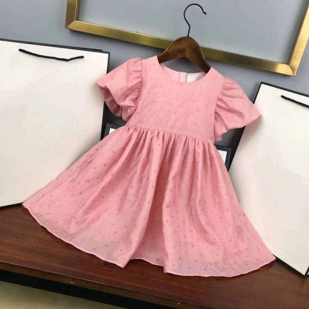 

2022 Summer high quality fashion brand pink off white glittering bubble sleeve Princess Dress Girl Dress 2 4 6 8 10 years old