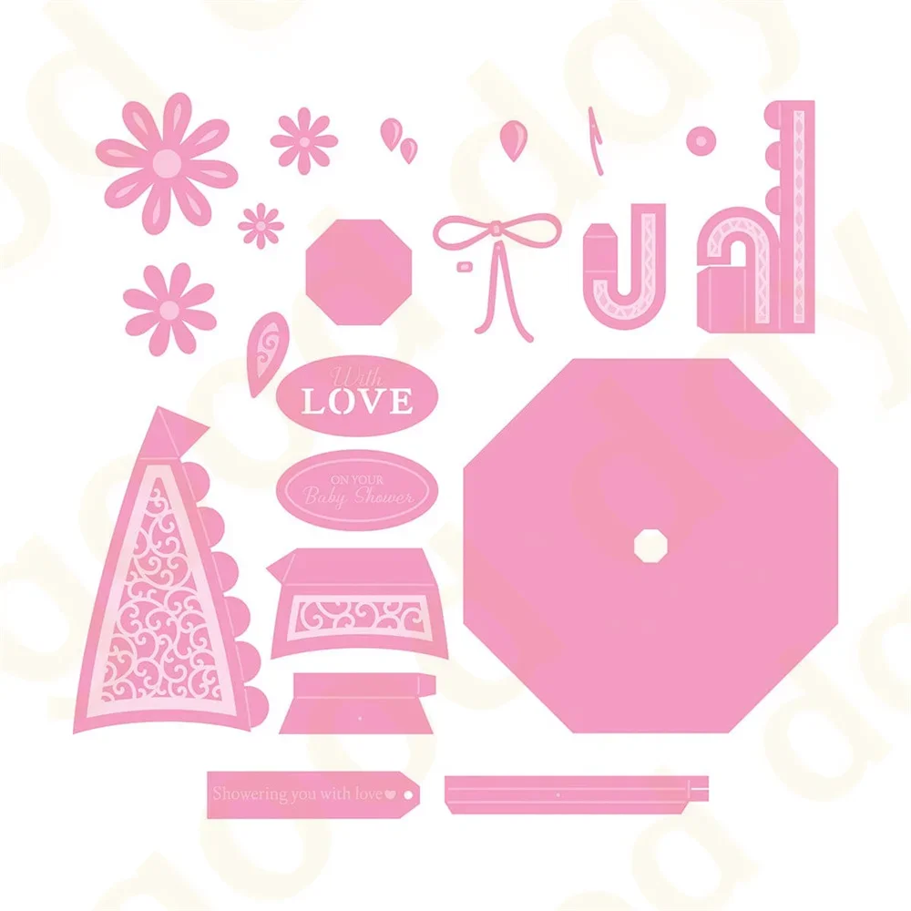 Металлический штамп для скрапбукинга &quotShowering You with Love&quot