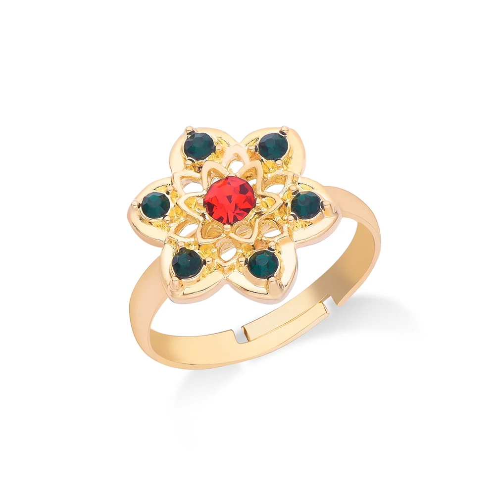 

Trendy Zircon Crystal Flower Ring Beautiful Feminine Delicate Gold Color Delicate Jewelry Ring for Women Girls Size 7-9