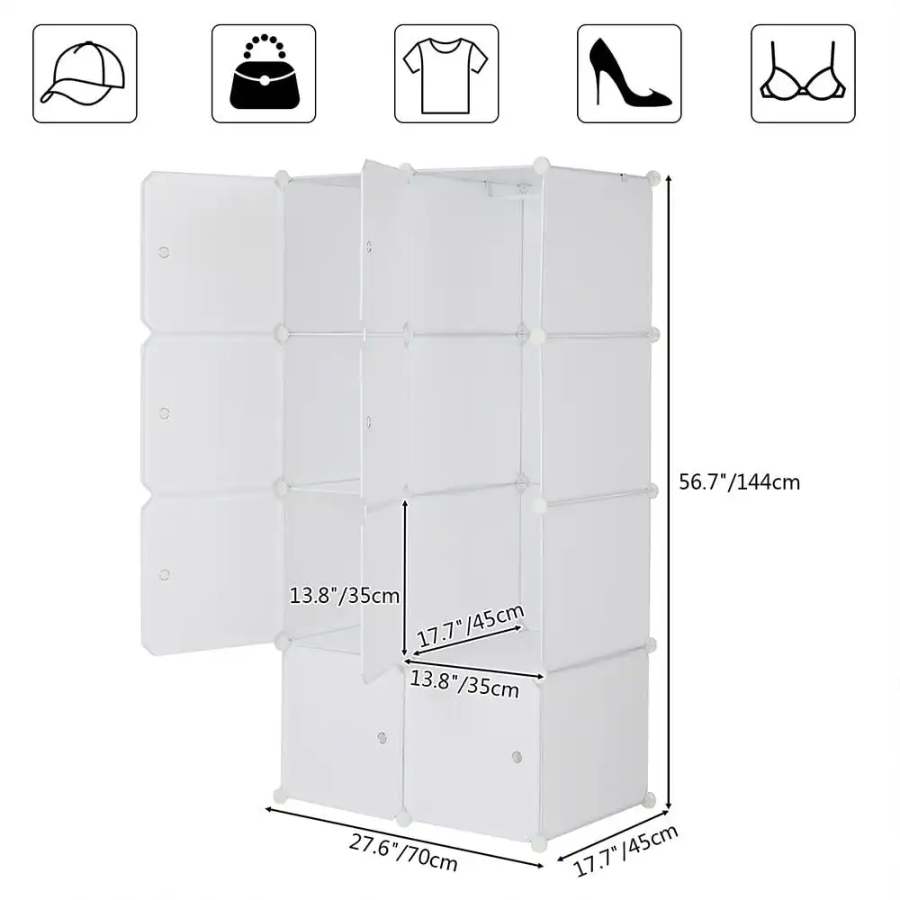 

8-Cube Wardrobe Portable Closets, White Storage Box Organizer