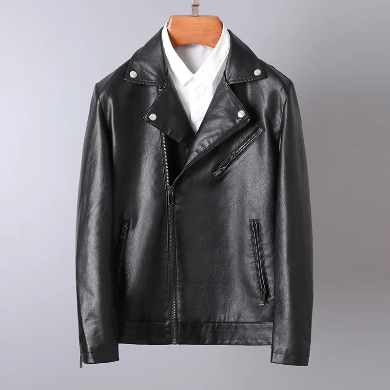 

2021 new leather men's washed leather Korean style slim youth motorcycle suit handsome jacket jacket trend jackets men