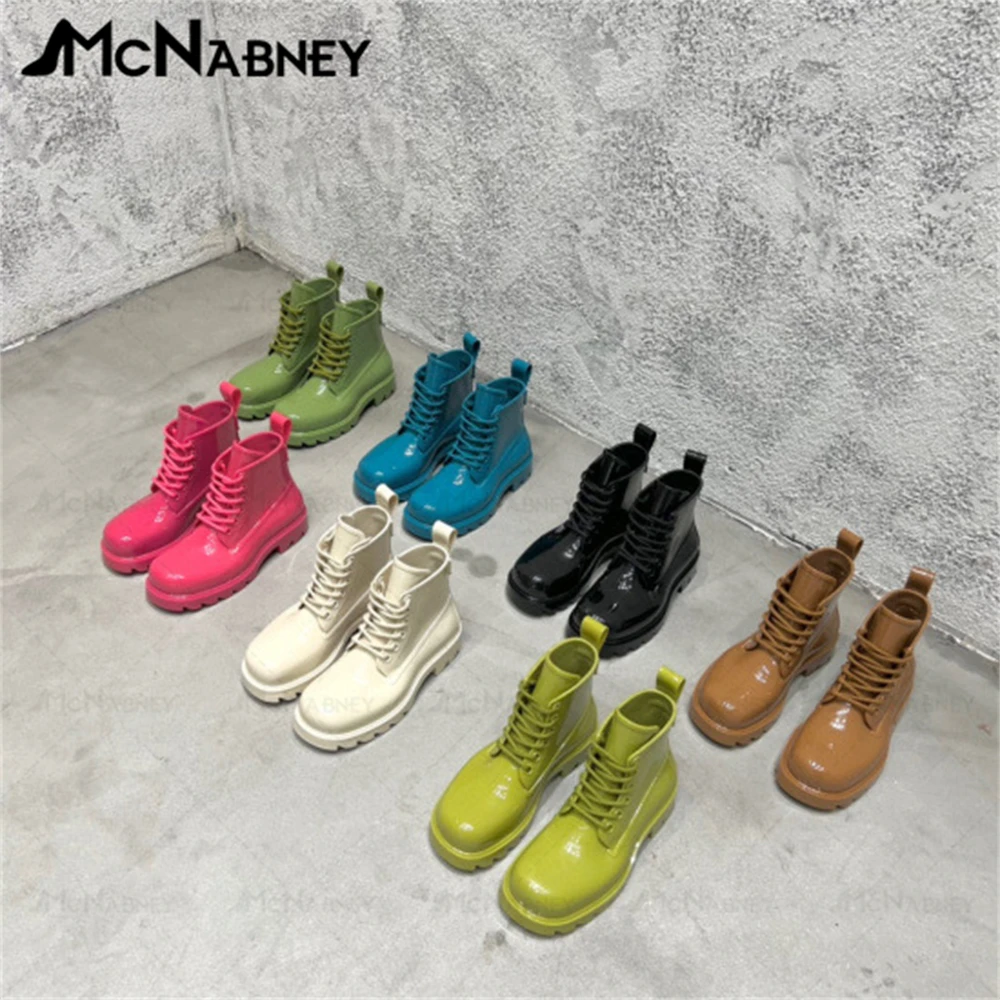 Купи Lace Up Ankle Boots Women Multicolor Waterproof Shoes Fashion Style Ladies Shoes Large Size Shoes Newest Women's Casual Shoes за 3,539 рублей в магазине AliExpress