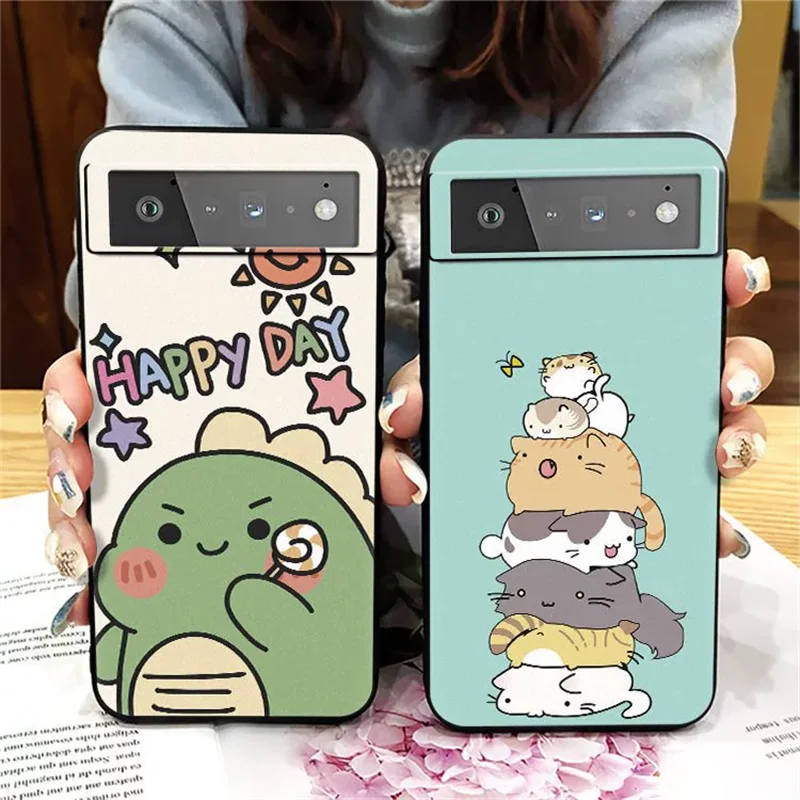 

For Google Pixel 7 Pro Case Cover Fashion Cute Cartoon Pattern Soft Silicone Bumper For Pixel 7 6A 6 Cover google7 Funda