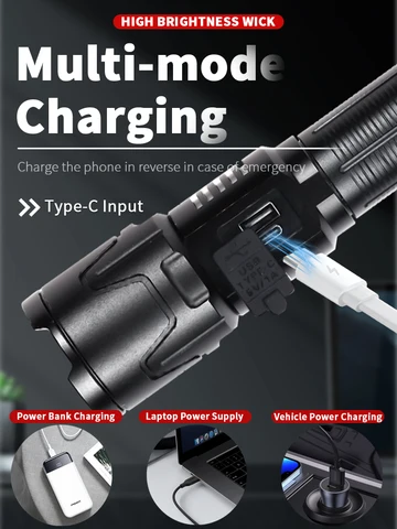 TRLIFE Тактический фонарь белый 700W USB