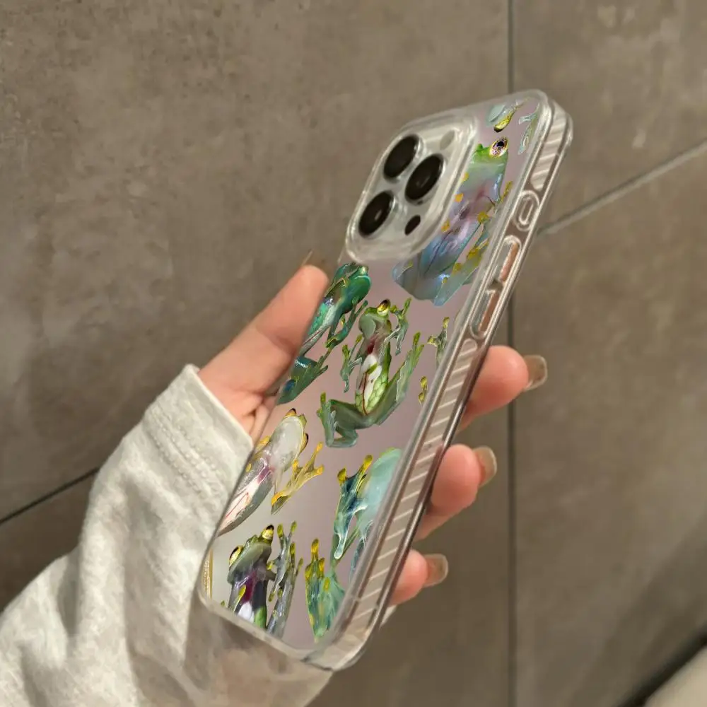 Фото Реалистичный прозрачный чехол для телефона с принтом лягушки для iPhone 17 11 12 13 14 15 16 Pro Max Plus 16E 17 Air, забавный противоударный чехол с животными HYBXAXC №4