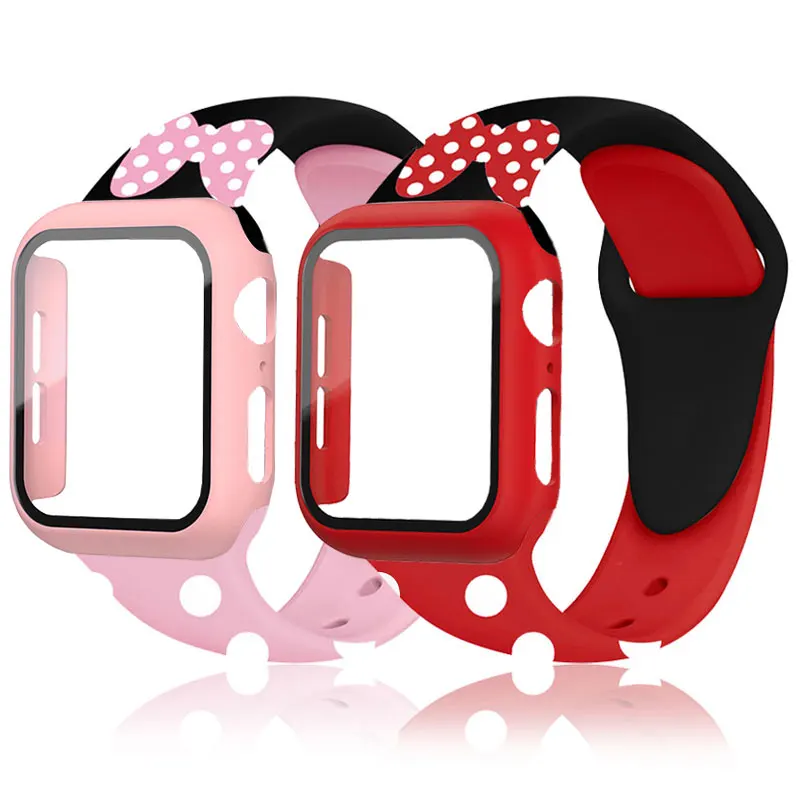 

Чехол и ремешок для Apple Watch Band 44 мм 40 мм 38 мм 42 мм 41 45 мм, мультяшный флуоресцентный браслет для часов 8 7 6 SE 5 4 3 Ultra 49 мм