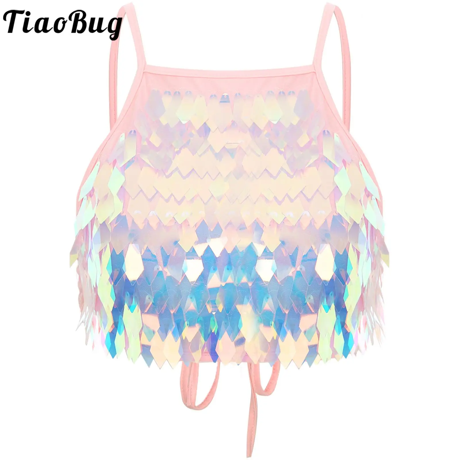 Блестящий бюстгальтер с бахромой и блестками топ сексуальный мини-топ на