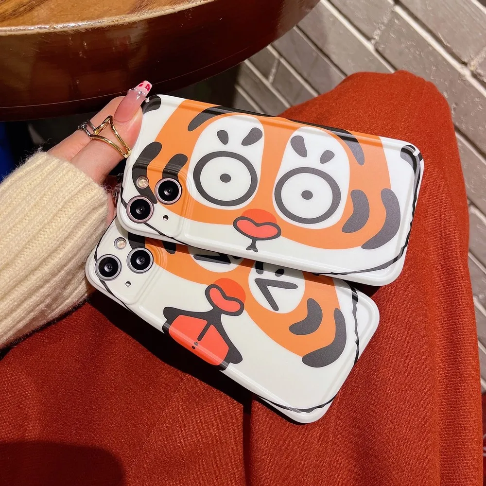 

Cartoon Cute big face tiger head Soft Shell For iphone 7/8 Plus XS X XR XSMAX 11/12/13 Pro Max Cases Cover