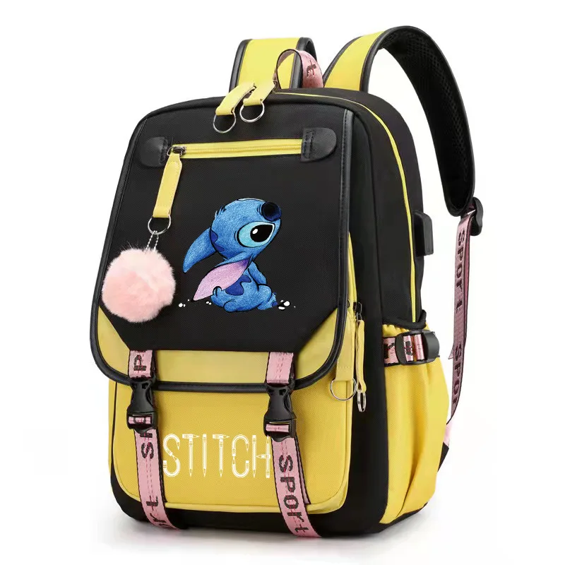Рюкзак Disney Stitch Mochila Feminina школьные сумки с зарядкой через USB рюкзак для ноутбука