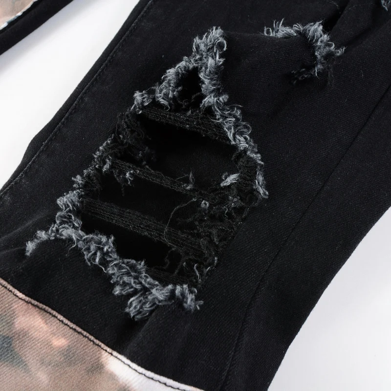 High Street Fashion Men Jeans Black Elastic Skinny Ripped Jeans Men Stretch Trousers Patch Designer Hip Hop Brand Pants Hombre