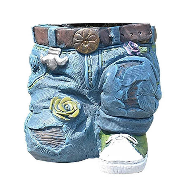

Denim Clothes Pants Resin Flower Pots Creative Jeans Planter Garden Decoration Creative Jeans Shape Resin DIY