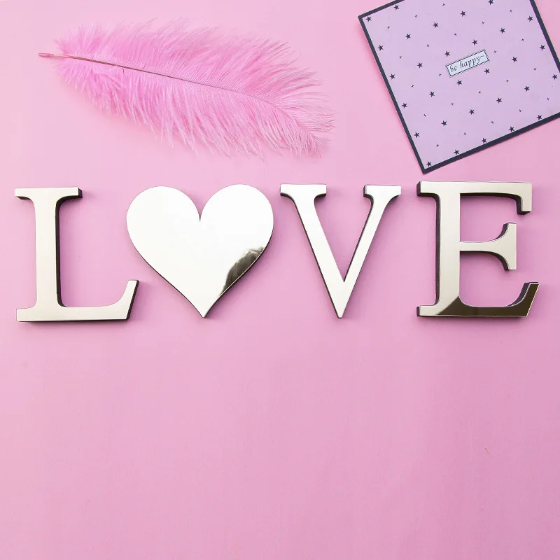 

3d Mirror Acrylic Wall Sticker Decals 26 English Letters Diy Modern Home Decor Wall Gold Art Mural Stickers Wedding Decoration