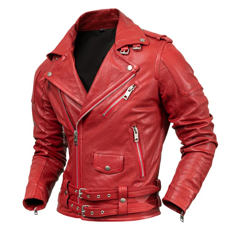

Motorcycle Riding Moto Vegetable Tanned Coat Spring Genuine Jackets Sheepskin Leather Biker Leather Autumn Natural Men Male Coat