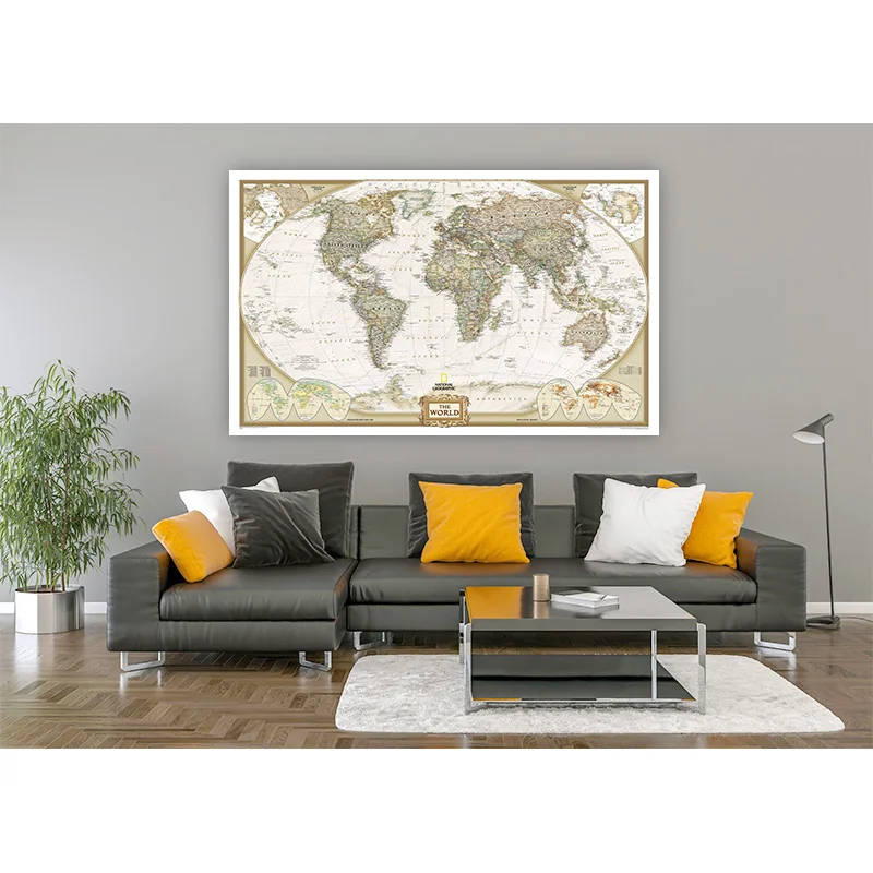 

Vinyl Photography Backdrops Props Physical Map of The World Vintage Wall Poster Home School Decoration Baby Background DT-29