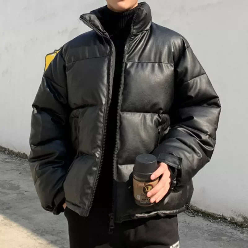 Windbreaker Harajuku Pu Cotton-Padded Mens Coat Warm Outwear Hip Hop Men's Parka Coat Streetwear Men