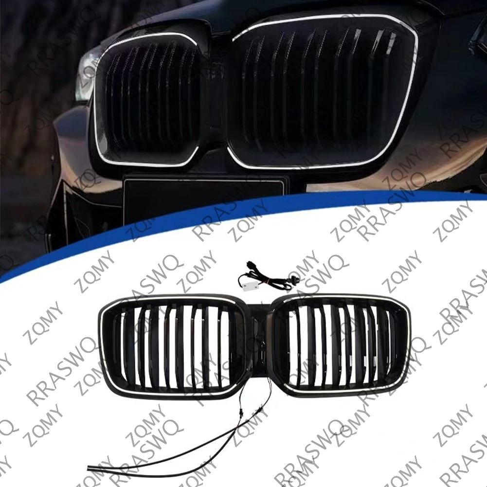 

Автомобильный светодиодный белый свет, передний бампер, центральная решетка для почек, решетка для BMW X3 X4 G01 G02 G08 2022-2023 2024