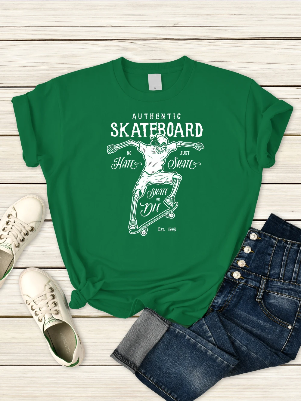 Skate Or Die Female Tshirt Hip Hop Brand Short Sleeve Vintag