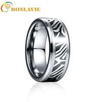 bonlavie 8mm damascus steel pattern lassa tungsten carbide ring mens fashion wedding jewelry gift aaa quality