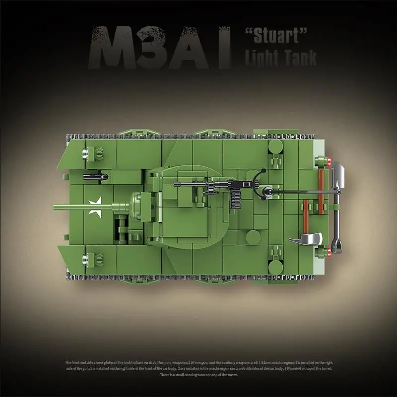 WW2 военная модель серии Второй мировой войны M3A1 Стюарт светильник лый Танк