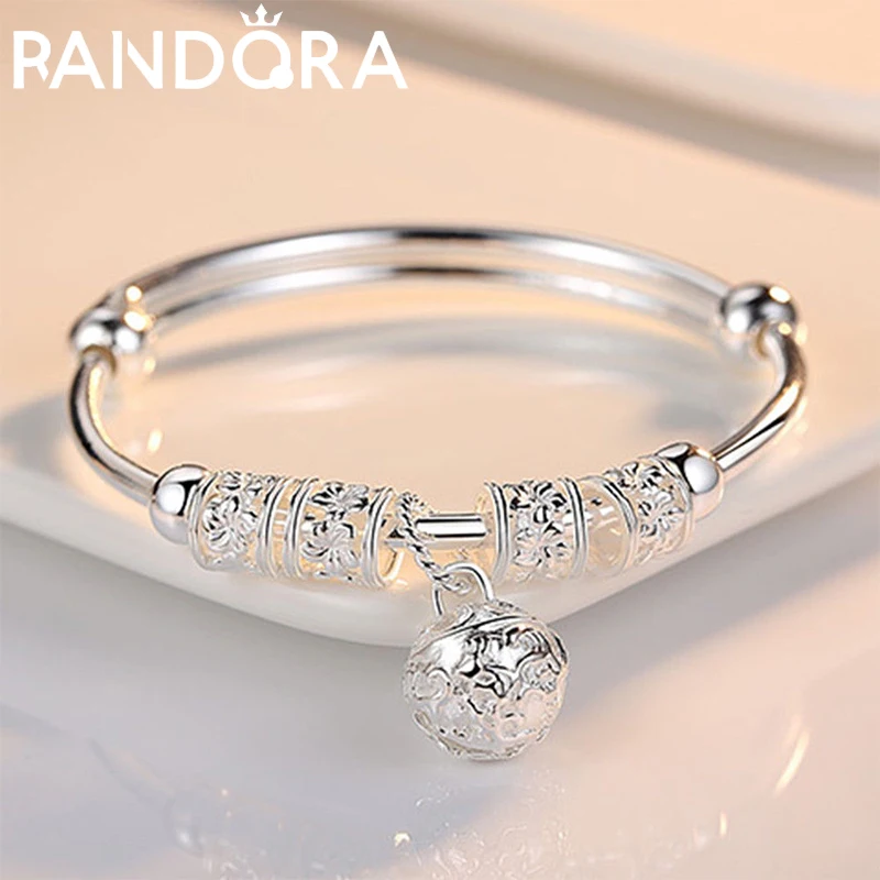 

Fine Silver Color hollow Bells ball bangles adjustable Bracelets for Women Fashion Holiday gifts Party wedding Jewelry