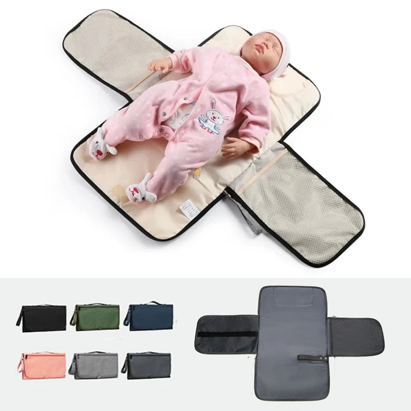 

Портативный пеленальный коврик, детский пеленальный коврик с карманами, водонепроницаемый Дорожный комплект для пеленок, товары для ухода за младенцами