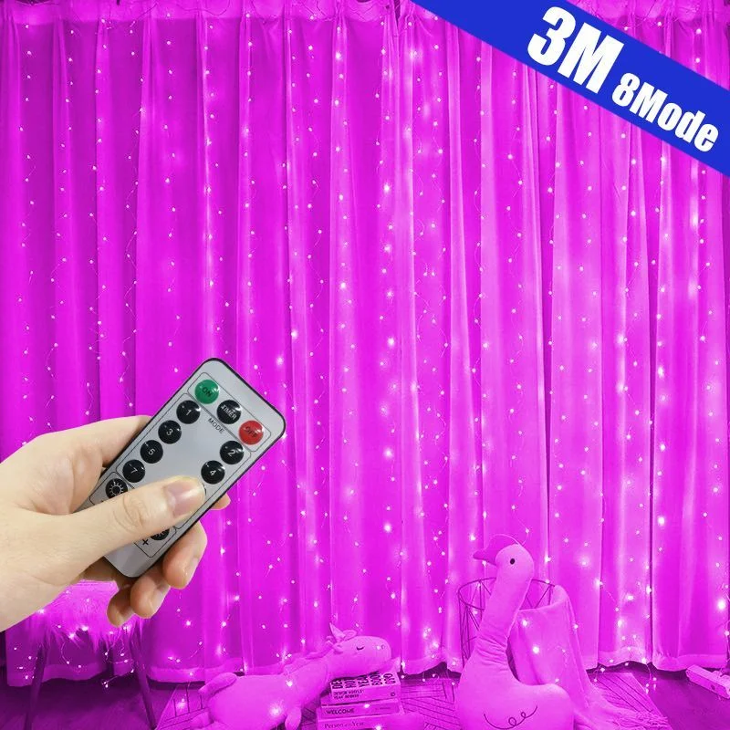 

СВЕТОДИОДНАЯ Гирлянда-занавеска, USB, 8 режимов, с пультом ДУ