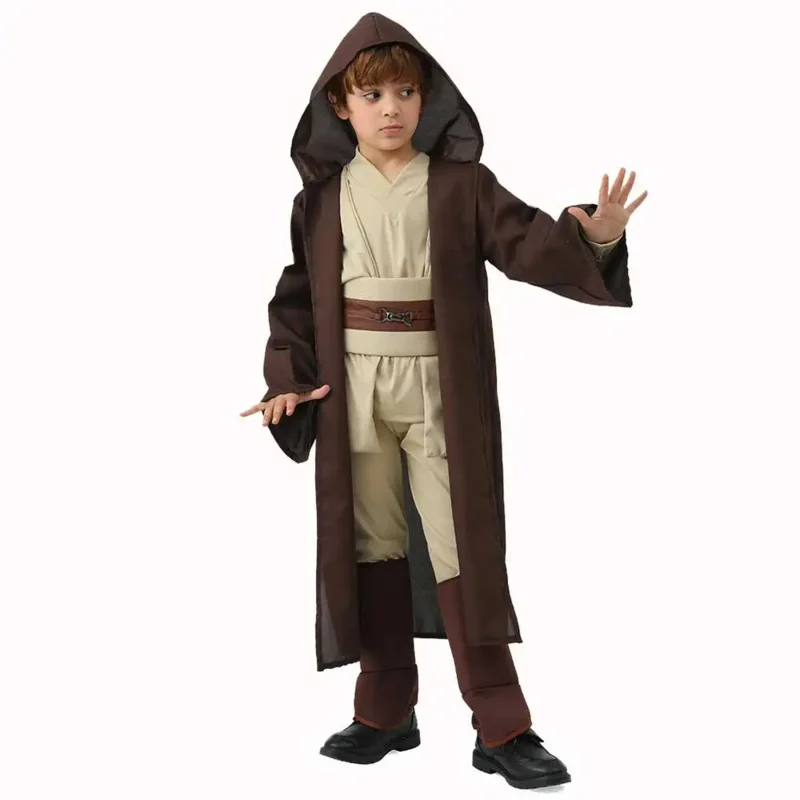 Костюм джедая детский костюм ОБИ Ван Кеноби с капюшоном и поясом карнавальный на