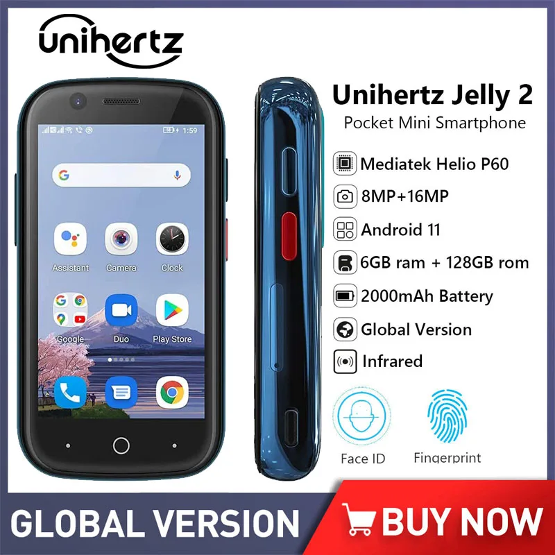 Unihertz смартфон мини телефон Pokcket Android Helio P60 глобальная версия разблокированные мобильные телефоны 6G RAM 128G ROM сотовый телефон
