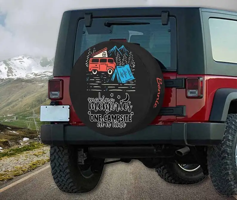 

Custom Name Spare Tire Cover Personalized Wheel Cover with Text for Camper SUV Car Decor Car Accessories Gift for Car Lover