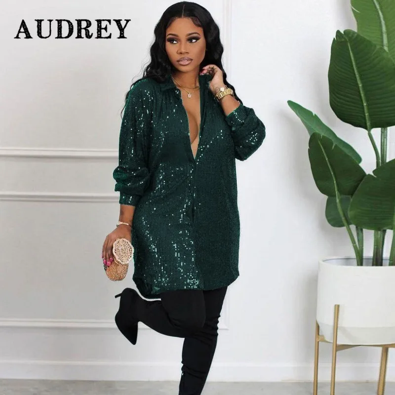 

Блузка с блестками, женская рубашка, платья с длинным рукавом, женские сексуальные платья с глубоким V-образным вырезом, однотонные женские клубные сексуальные наряды Y2K, одежда, Vestido