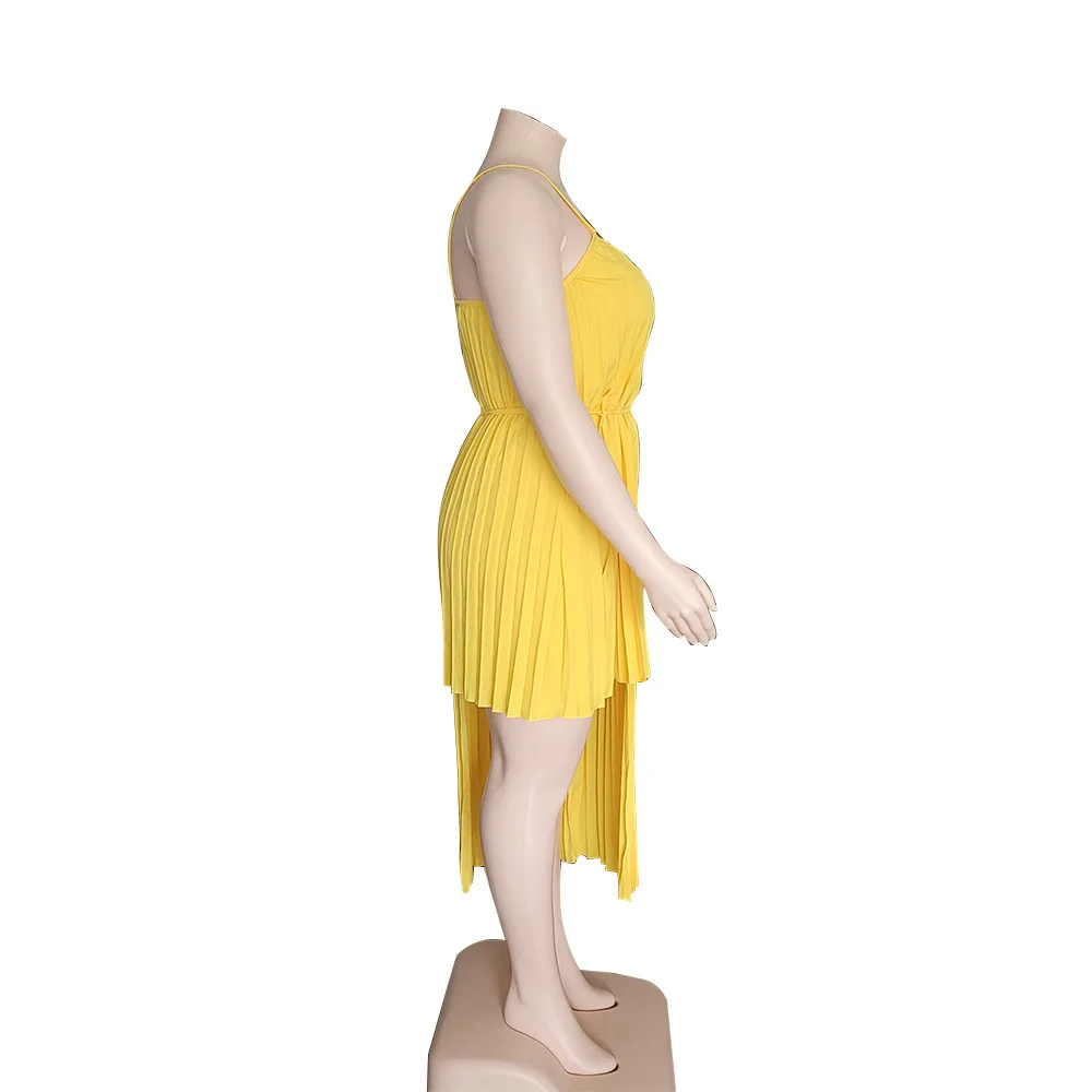Plus Size Elegant Women Dress Ruffle Print Irregular Club Outfit Casual Sleeveless Luxury Gown 2023 Summer Evening Party Dress