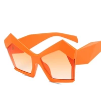 fashion oversized irregular cat eye sunglasses women retro gradient shades uv400 men trending champagne orange sun glasses 2021