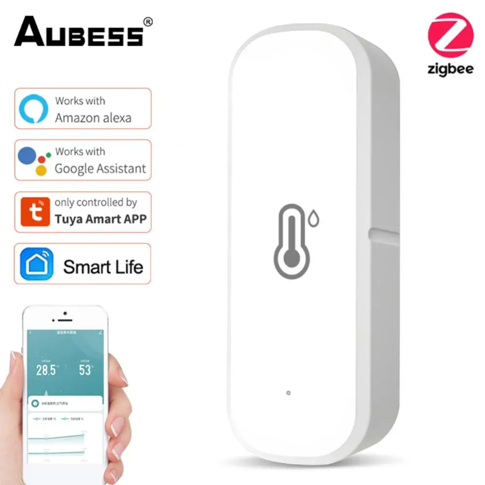 

Tuya ZigBee Intelligent Temperature And Humidity Sensor Supports Smart Life/Tuya APP Control Work With Alexa And Google Home