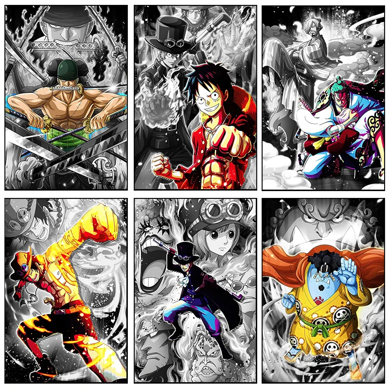 

Bandai японское аниме One Piece Luffy Zoro настенное искусство черно-белая алмазная живопись DIY 5D Вышивка крестиком Мозаика домашний декор