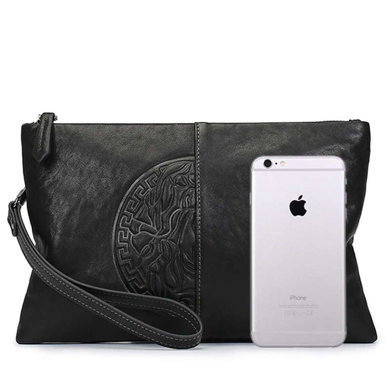 Деловая мужская сумка-клатч из 100% натуральной кожи тканая Роскошная брендовая